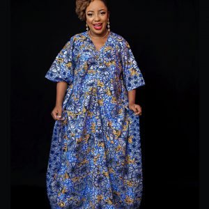 Stoned long dress Ankara Blue