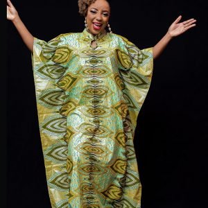 Stoned long dress Ankara (Green)